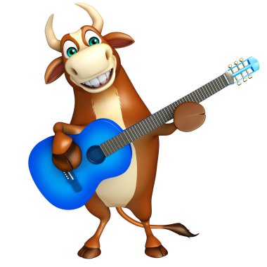 şirin Bull çizgi film karakteri ile guiter