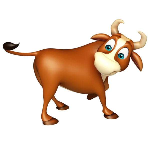 可爱的公牛滑稽的卡通人物 — 图库照片