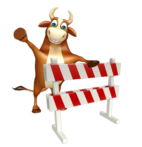 Niedlichen Stier Cartoon-Figur mit Barakaden — Stockfoto
