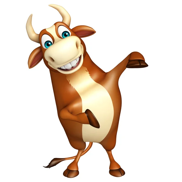 Carino toro divertente personaggio dei cartoni animati — Foto Stock