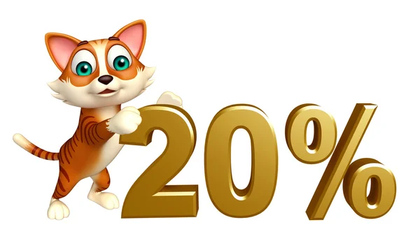 귀여운 고양이 만화 고양이 만화 문자 20% 기호로 — 스톡 사진