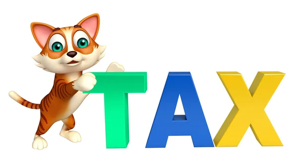 Милый персонаж из мультфильма про кота с налоговым знаком — стоковое фото