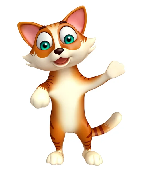 Karakter kartun lucu kucing menyenangkan — Stok Foto