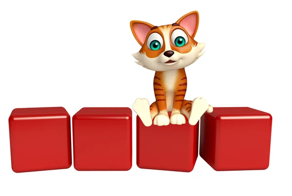 Fun macska rajzfilm karaktert szint — Stock Fotó