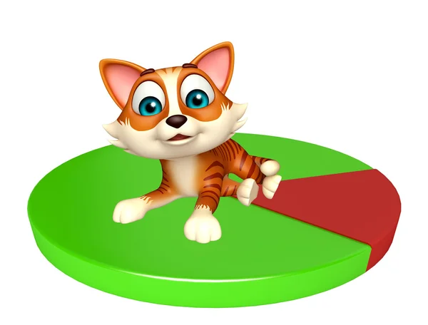 Divertido gato personaje de dibujos animados con signo de círculo — Foto de Stock