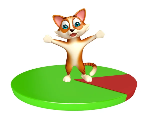 Roliga katt seriefiguren med circle sign — Stockfoto