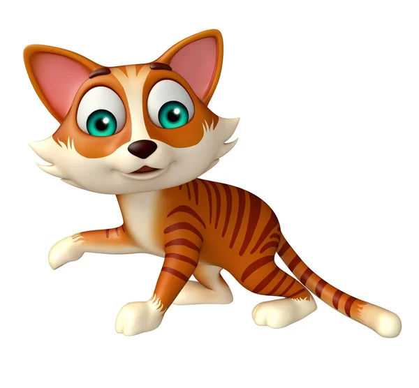 Karakter kartun lucu kucing menyenangkan — Stok Foto