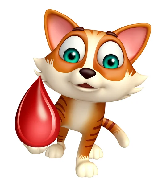 Söt katt seriefiguren med blod droppa — Stockfoto