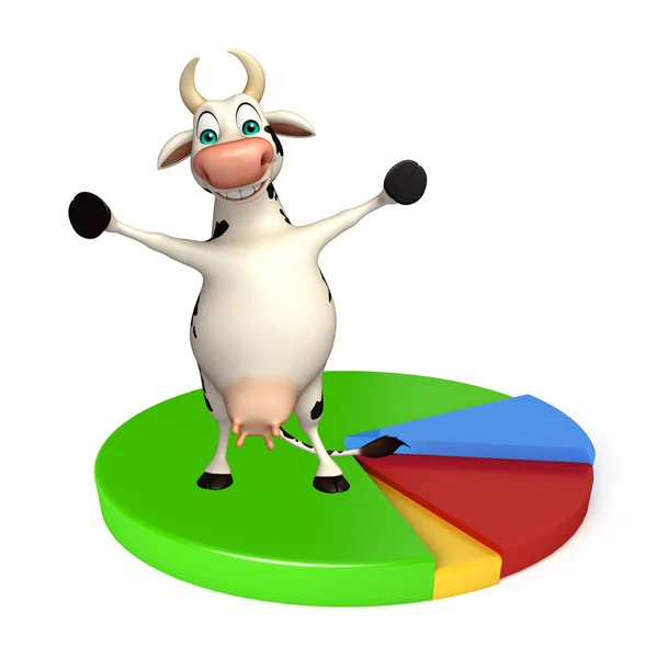 Lindo personaje de dibujos animados de vaca con círculo de signos —  Fotos de Stock