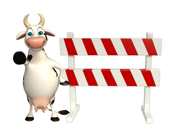 Niedliche Kuh Cartoon-Figur mit Barakaden — Stockfoto