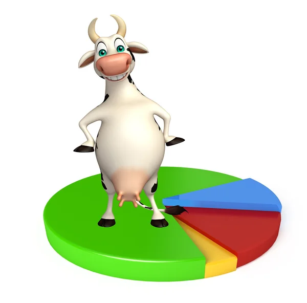Personagem bonito dos desenhos animados Vaca com círculo de sinal — Fotografia de Stock