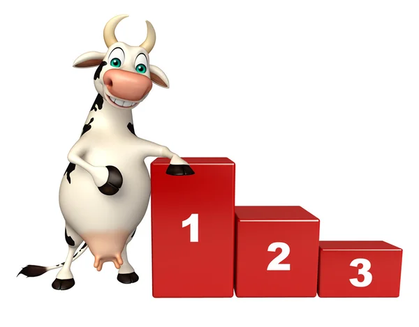 Caricatura de vaca personaje con nivel — Foto de Stock