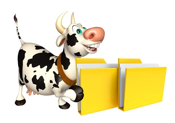 Kuh Cartoon-Figur mit Ordner — Stockfoto