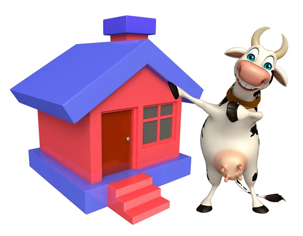 Ko tecknade figur med hem — Stockfoto