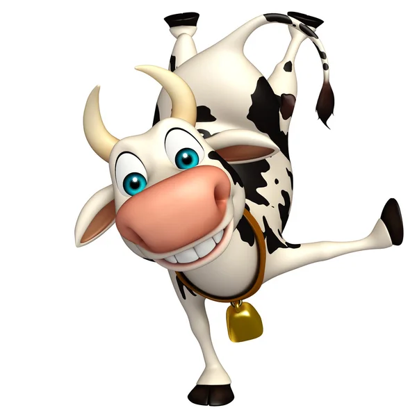 Divertido personaje de dibujos animados de vaca divertida — Foto de Stock