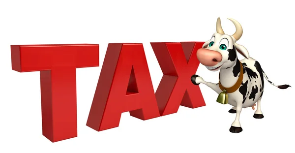 Cartone animato personaggio mucca con segno fiscale — Foto Stock