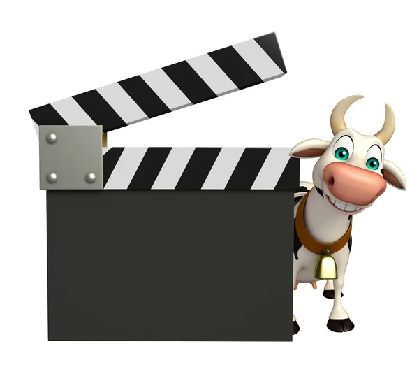 Kráva kreslená postava s Radou klapky — Stock fotografie