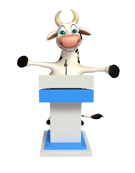 Niedliche Kuh Cartoon-Figur mit Sprechbühne — Stockfoto