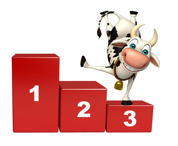 Ko tecknade figur med nivå — Stockfoto