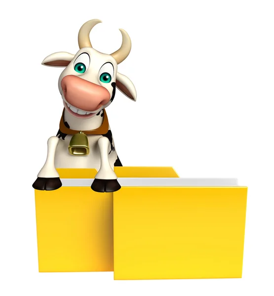 Cow cartoon character with folder — Stock Photo, Image