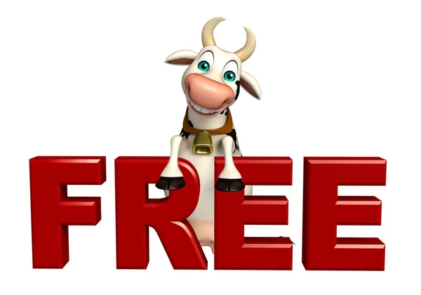 Spaß Kuh Cartoon-Figur mit kostenlosen Zeichen — Stockfoto