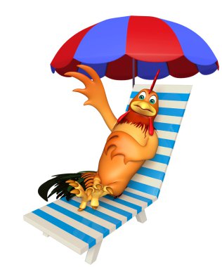 eğlenceli tavuk çizgi film karakteri ile plaj sandalyesi 