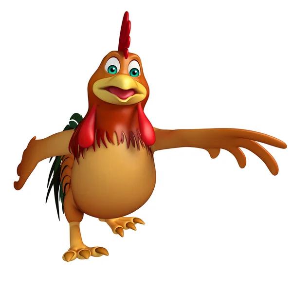 Divertido frango engraçado personagem dos desenhos animados — Fotografia de Stock