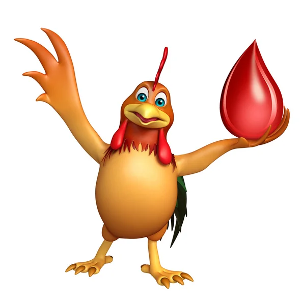 cute Chicken cartoon character with blood drop