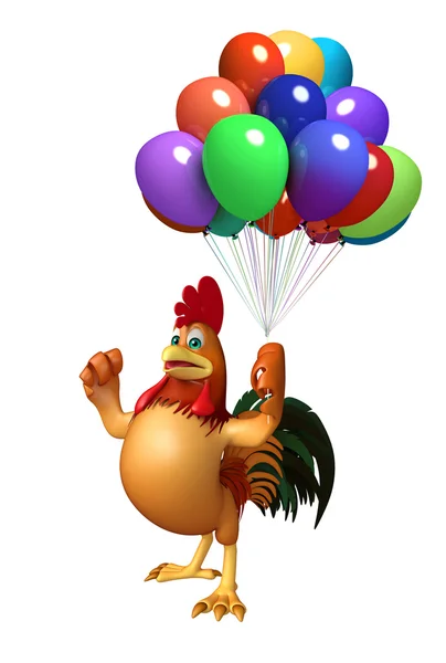 Distractiv personaj de desene animate de pui cu balon — Fotografie, imagine de stoc