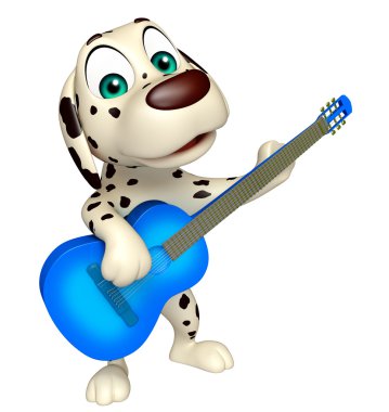 eğlenceli köpek çizgi film karakteri gitar ile 