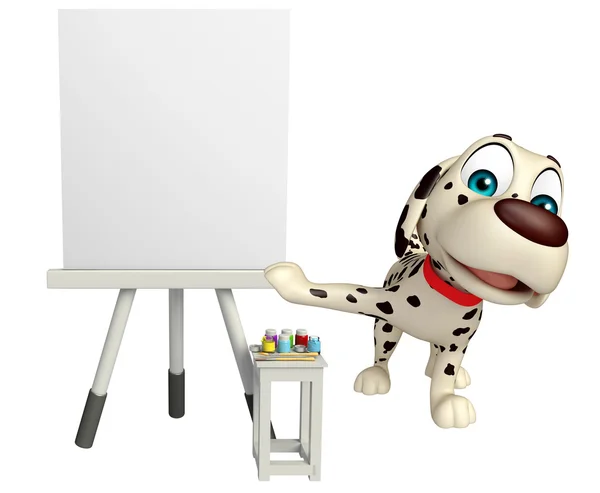 Веселий персонаж мультфільму собаки з білою дошкою — стокове фото
