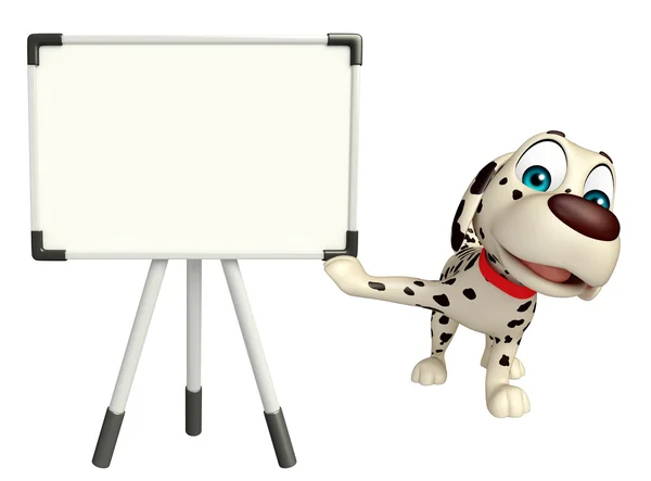 Divertido perro personaje de dibujos animados con pizarra blanca — Foto de Stock