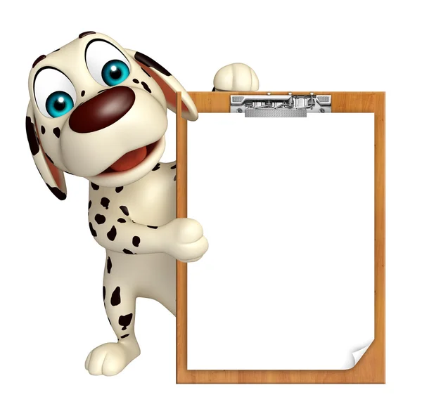 Dog cartoon character  with exam pad — Stock Photo, Image