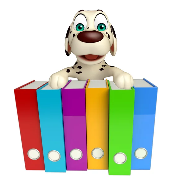 Fun Dog cartoon character  with files — Stock Photo, Image