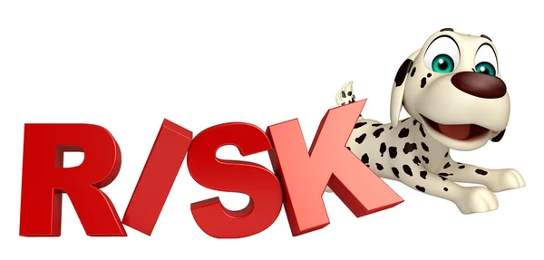 Köpek çizgi film karakteri risk işareti ile — Stok fotoğraf