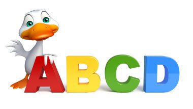 sevimli ördek Abcd işareti karakter karikatür 
