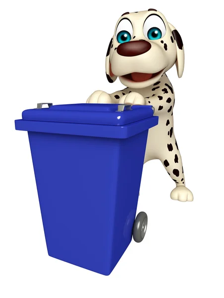 Personaje de dibujos animados para perros con cubo de basura — Foto de Stock