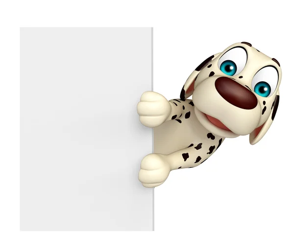 Divertido perro personaje de dibujos animados con pizarra blanca —  Fotos de Stock