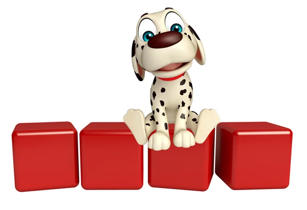 Lindo perro personaje de dibujos animados con nivel — Foto de Stock