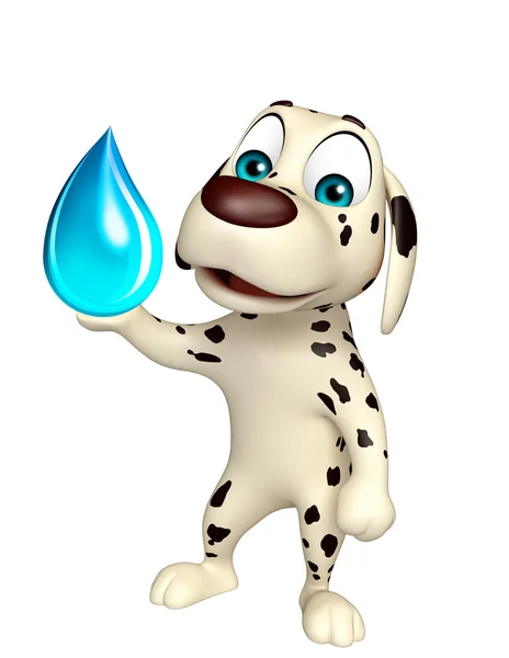 Fun Dog cartoon character  with water drop — Stock Photo, Image