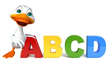 eğlenceli Duck çizgi film karakteri Abcd işareti ile 
