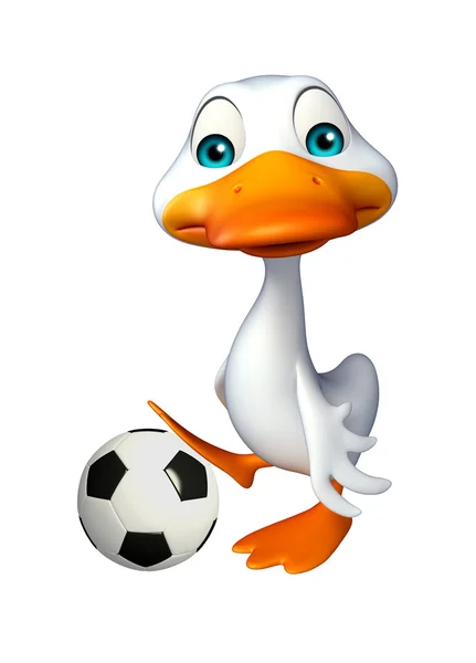 Spaß Ente Cartoon-Figur mit Fußball — Stockfoto