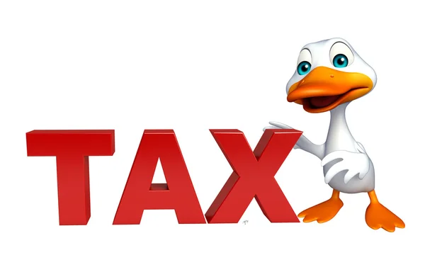 Симпатичный персонаж мультфильма "Утка" с налоговым знаком — стоковое фото