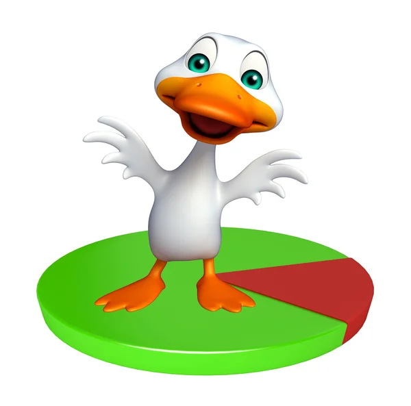 Niedliche Ente Cartoon-Figur mit Kreis Zeichen — Stockfoto