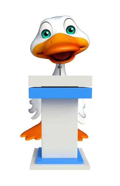 Lindo personaje de dibujos animados de pato con etapa de habla — Foto de Stock