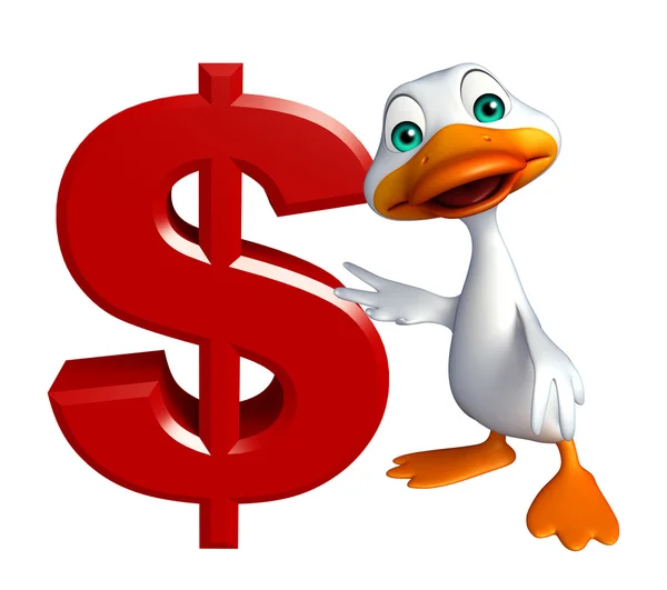 Duck cartoon character with doller sign Stock Photo