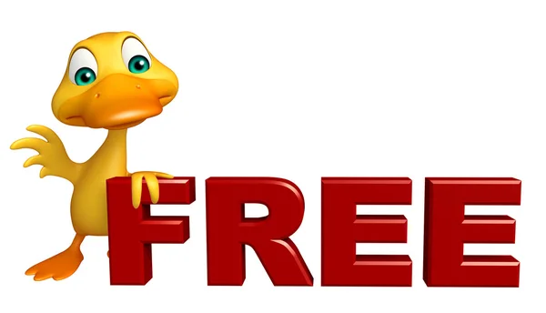 Söta Duck cartoon karaktär med gratis — Stockfoto