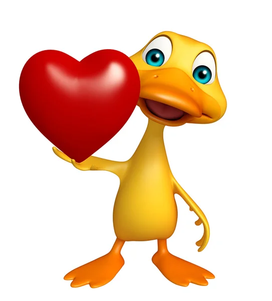 Fun Duck cartoon character with heart Royalty Free Stock Images