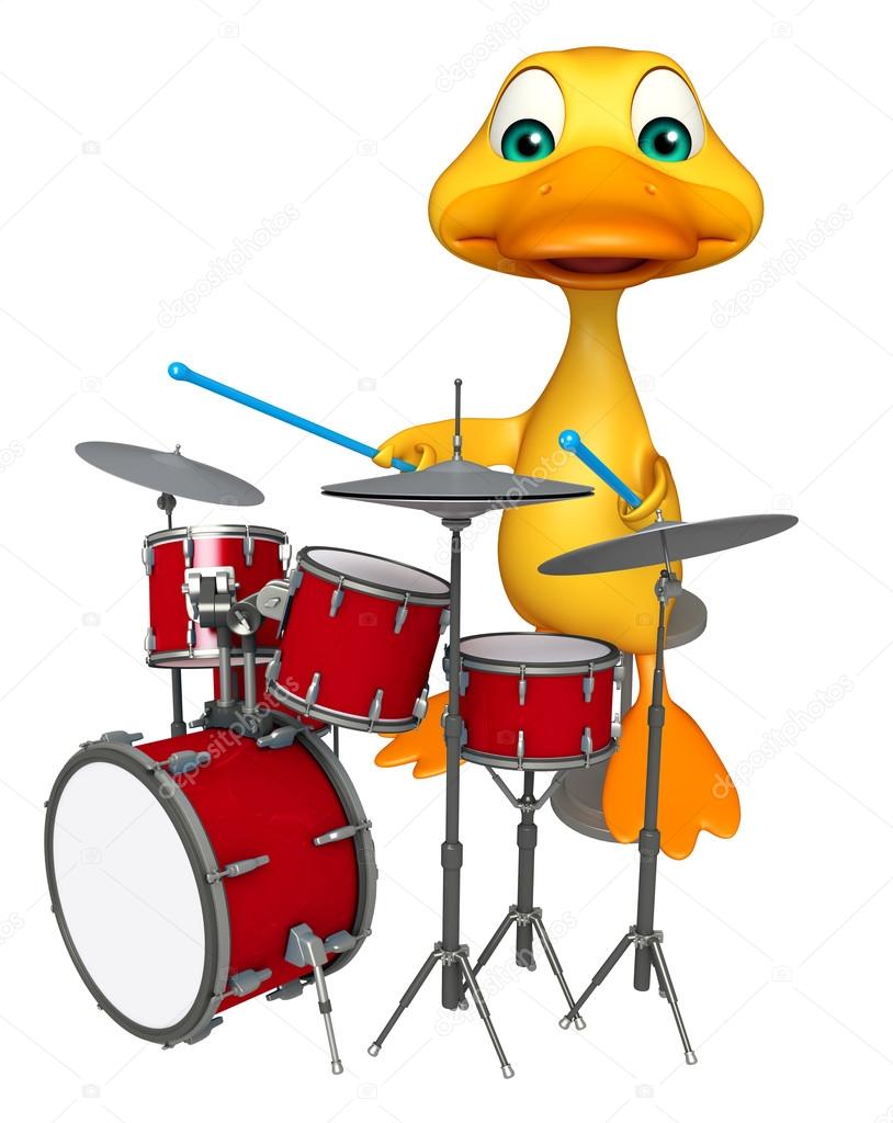 Duck cartoon character with drum Stock Photo by ©visible3dscience 102709764