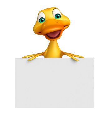 Ördek çizgi film karakteri ile beyaz tahta  